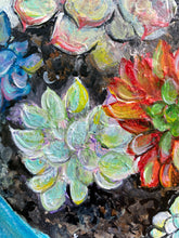 Load image into Gallery viewer, Succulents. Original painting on reclaimed wood
