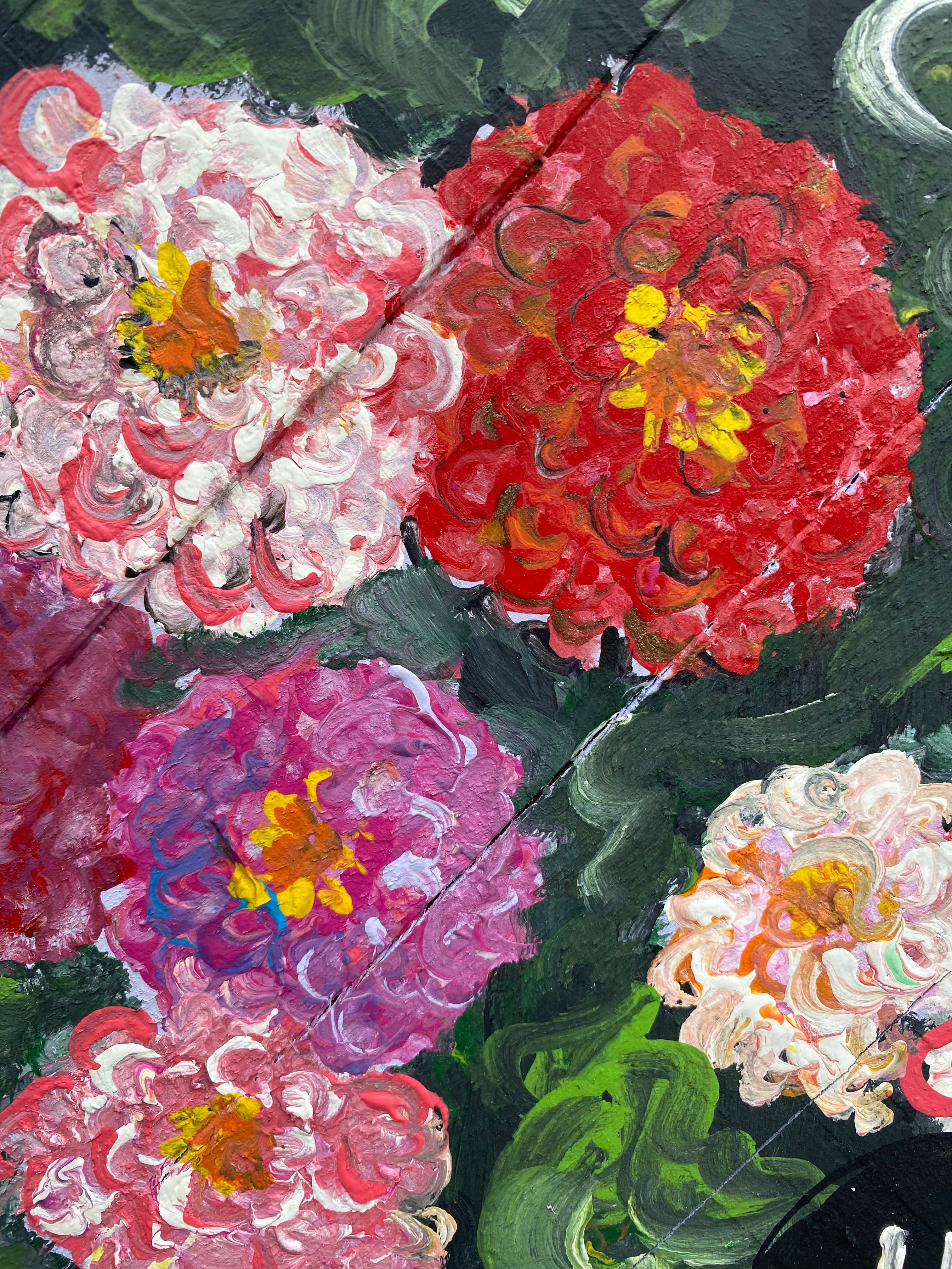 Seed Packet Zinnias- Hand-painted Wooden Square Pallet Wood Wall Decor