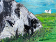Load image into Gallery viewer, Bessie The Cow in Field Original reclaimed wood painting
