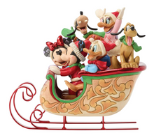 Load image into Gallery viewer, Decorative figurine of cartoon characters in a sleigh on a white background
