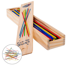 Load image into Gallery viewer, Wooden box of colorful pick-up sticks with 'Neat' branding on a white background.
