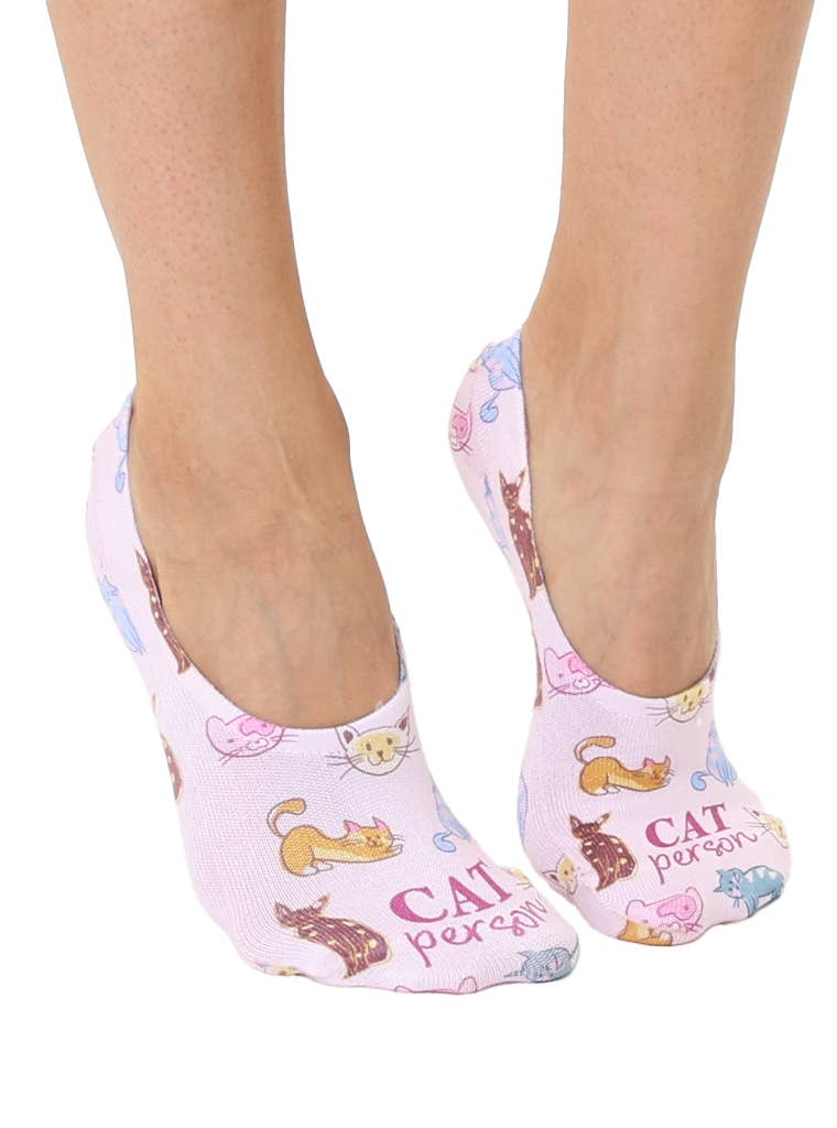 No-Show Liner Socks - "Cat Person" - Pink