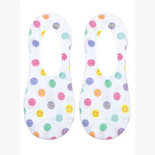 Load image into Gallery viewer, No-Show Liner Socks - Multi-Colored Happy Faces - White
