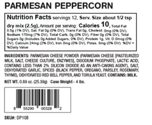 Load image into Gallery viewer, Nutrition facts label for Parmesan Peppercorn dry mix on a white background
