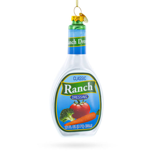 Ranch dressing bottle ornament on a white background