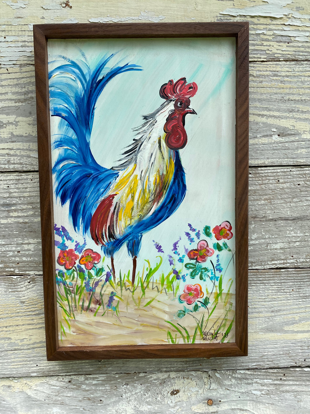 Rooster #22 Original Painting on Reclaimed Wood