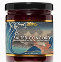 Jar of salted Concord grape spread with artistic label