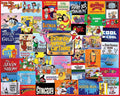 A dense collage of many colorful cartoon poster and cover designs filling the frame, including visible titles such as Batman, Spider-Man, The Flintstones, Looney Tunes, The Simpsons, and Saturday Morning Cartoons.