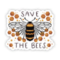 Sticker with a bee illustration and 'Save the Bees' text on a white background
