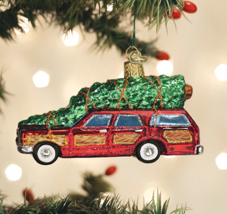 Station Wagon with Tree  Ornament - Old World Christmas