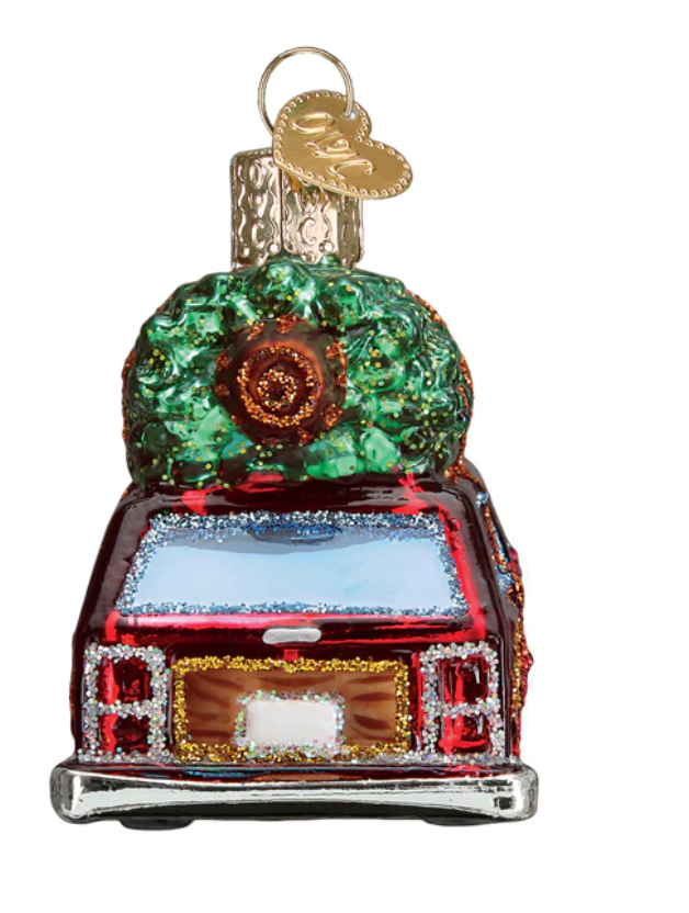 Station Wagon with Tree  Ornament - Old World Christmas