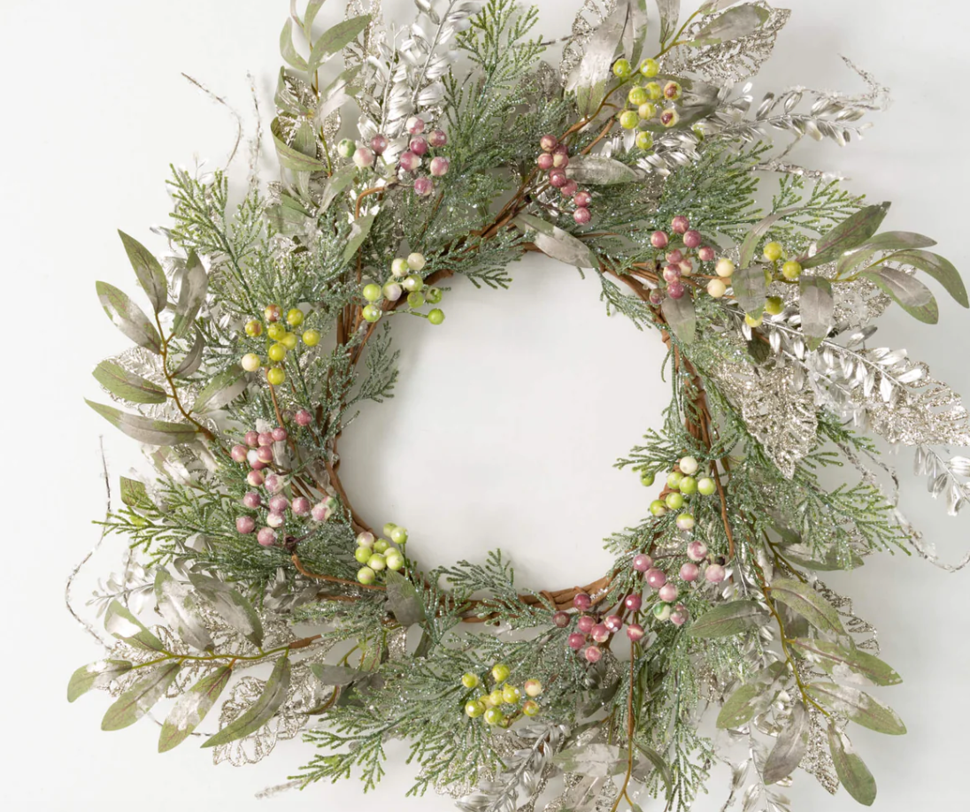 Sullivans - Cedar/Leaf/Berry Wreath - 24"