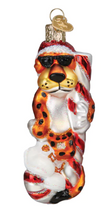 Load image into Gallery viewer, Chester the Cheeta on Candy Cane Ornament - Old World Christmas
