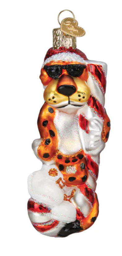 Chester the Cheeta on Candy Cane Ornament - Old World Christmas