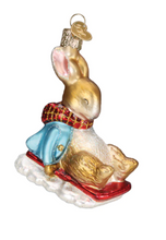 Load image into Gallery viewer, Peter Rabbit on a Sled Ornament - Old World Christmas
