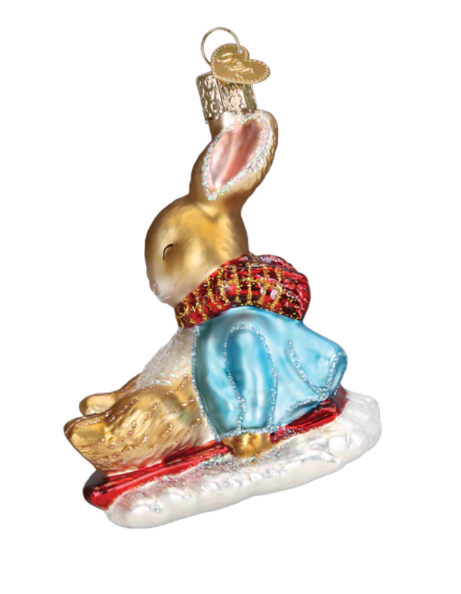 Peter Rabbit on a Sled Ornament - Old World Christmas