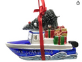 Blown Glass Christmas Boat Ornament - December Diamonds - 6"