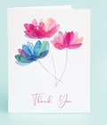 Card with three watercolor flowers