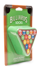 Load image into Gallery viewer, Packaged billiards-themed socks with colorful design on a white background
