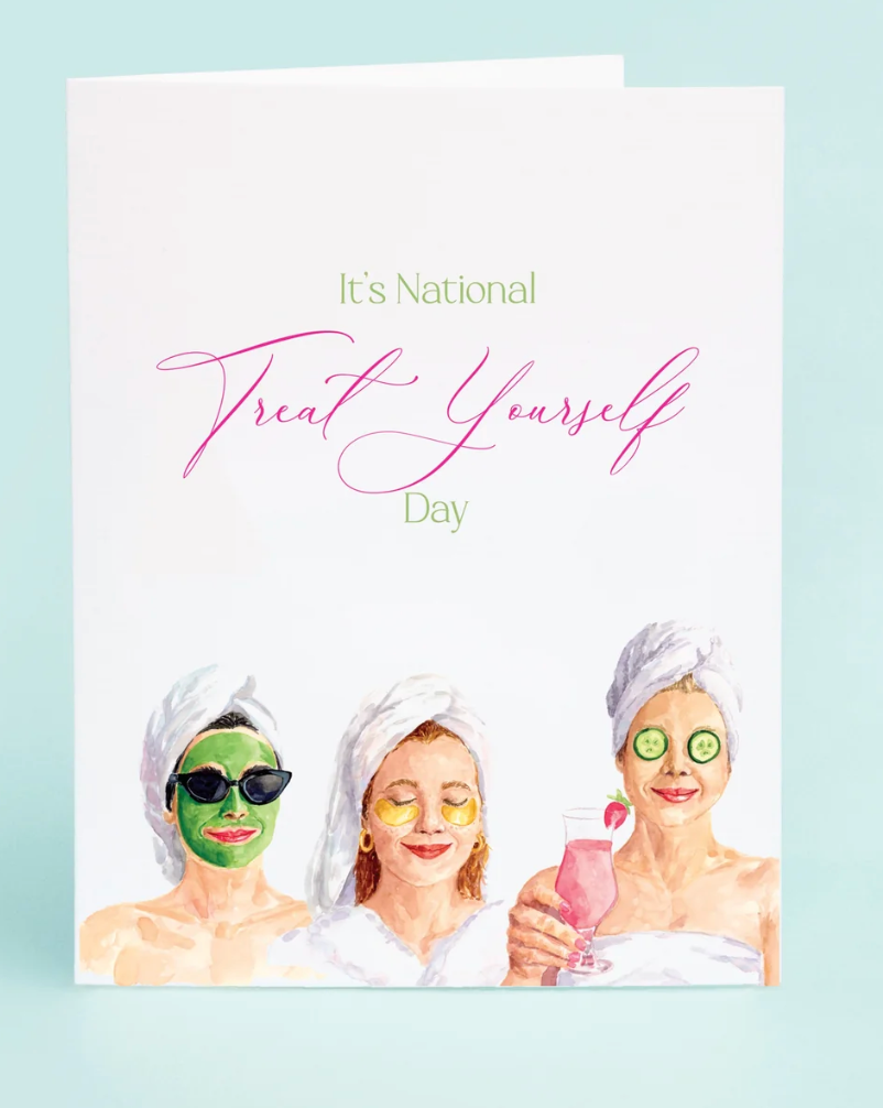 



Information

Name
Spa Ladies
Alt text


Suggestion


Greeting card with three women enjoying a spa day, featuring text 'It's National Treat Yourself Day' on a light blue background.