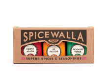 Load image into Gallery viewer, Spicewalla spice set packaging with four colored containers on a white background
