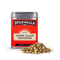 Spicewalla Amore Italian Seasoning can with open lid on a white background