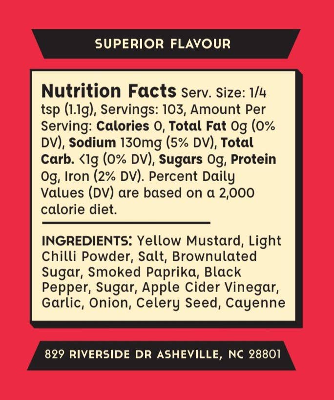 Nutrition facts label and ingredients list on a red background