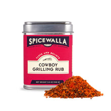 Load image into Gallery viewer, Spicewalla Cowboy Grilling Rub can with red label on a white background
