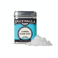 Load image into Gallery viewer, Spicewalla Cyprus Flake Salt canister with salt on a white background
