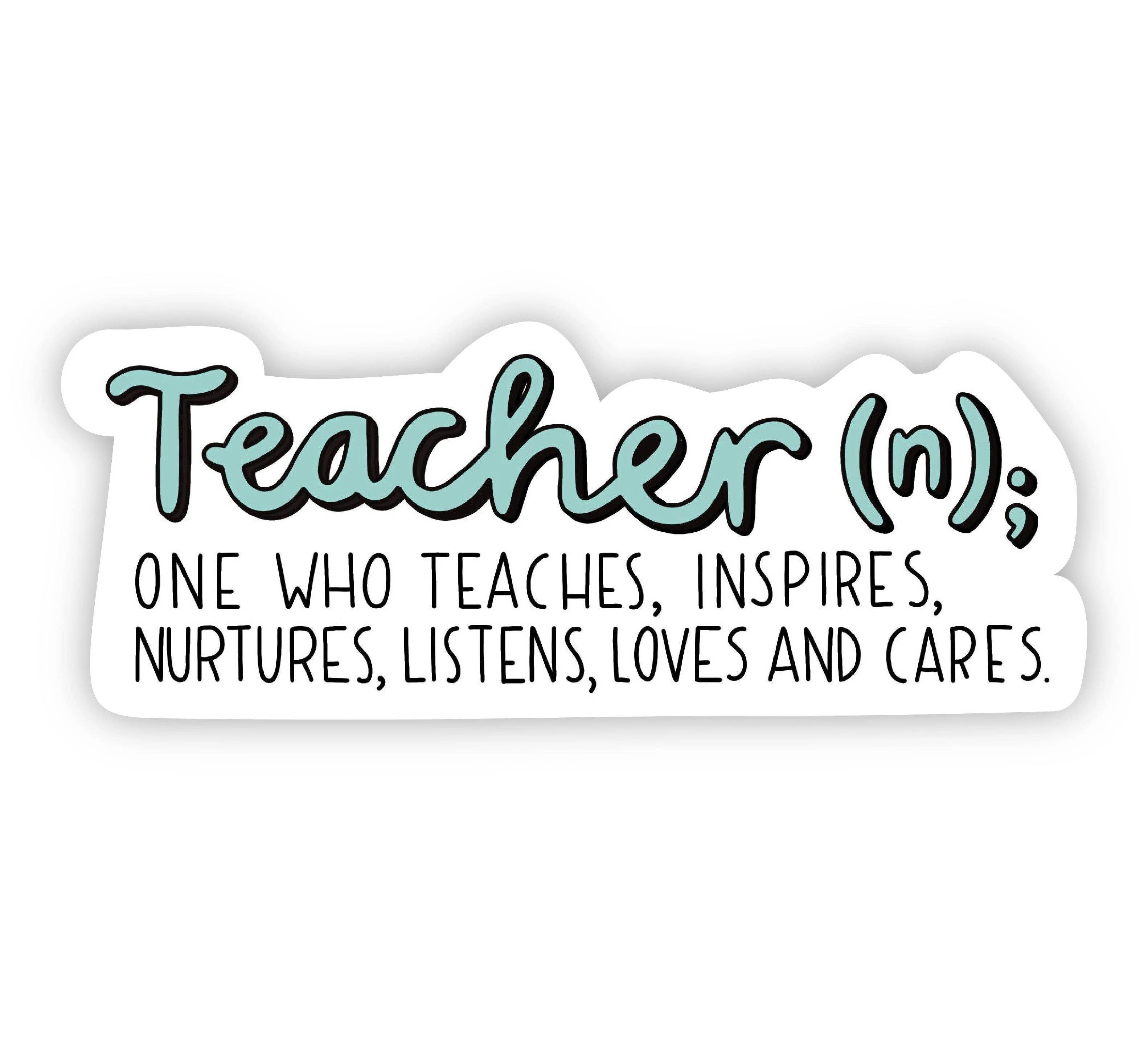 Sticker with definition of a teacher on a white background