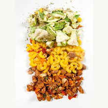 Load image into Gallery viewer, Three piles of different types of food on a white background
