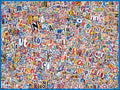 Map of the United States made from various colored letters