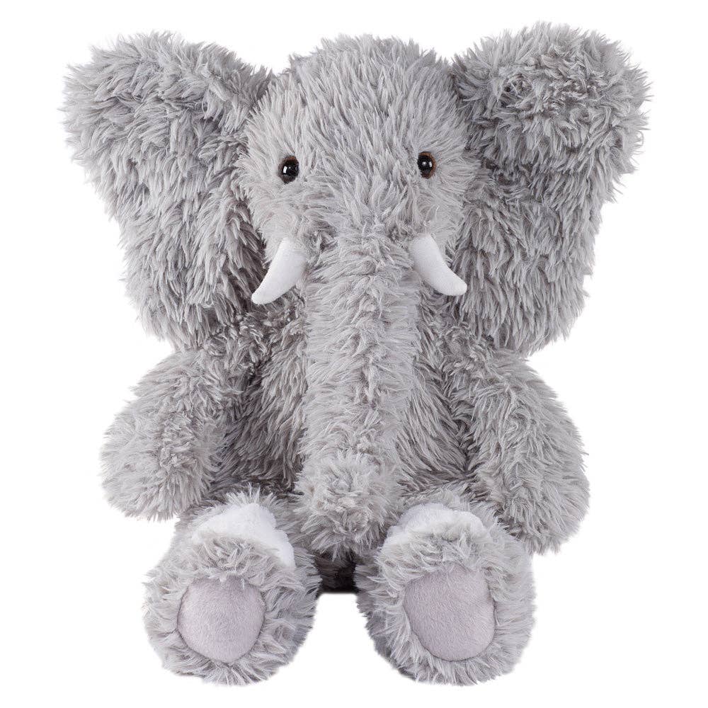 Plush elephant toy on a white background