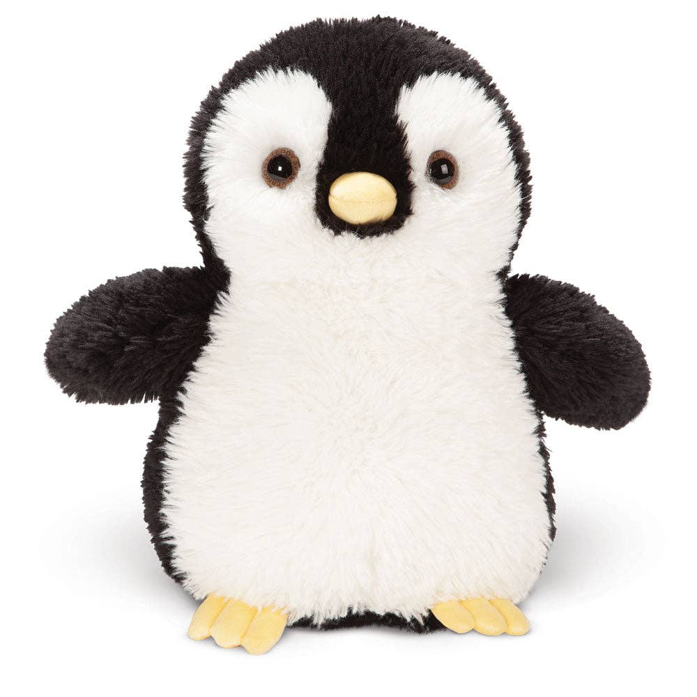 Plush penguin toy on a white background
