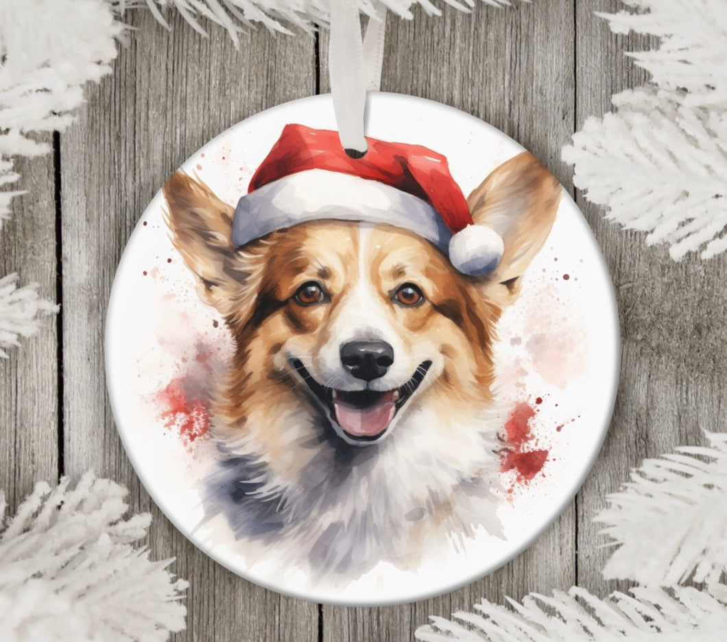 Watercolor Dog Ornament -  Pembroke Welsh Corgi