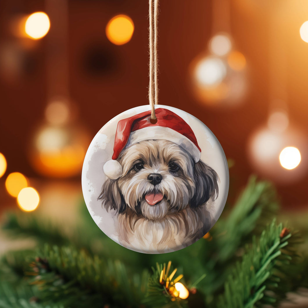 Watercolor Ornament - Shih Tzu