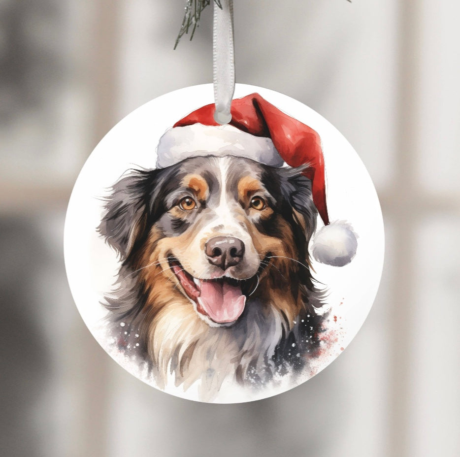 Watercolor Ornament -  Austrialian Shepherd