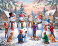 White Mountain Puzzle - Building Snowmen - 500 Piece Jigsaw Puzzle