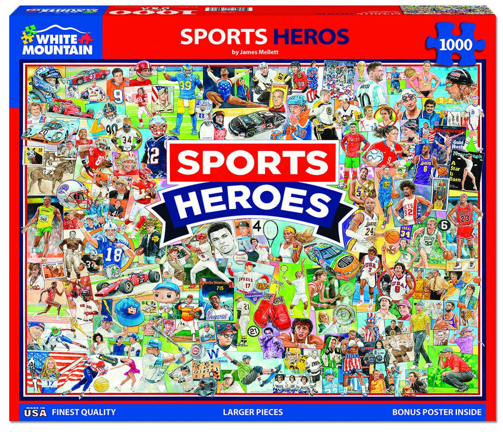 White Mountain Puzzle - Sports Heroes 1000-Piece Adult Jigsaw Puzzle