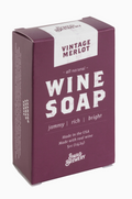 A 5 oz box of Swag Brewery Vintage Merlot wine soap, featuring a deep burgundy box with white text and a white top flap.