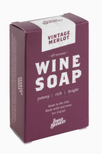 Load image into Gallery viewer, A 5 oz box of Swag Brewery Vintage Merlot wine soap, featuring a deep burgundy box with white text and a white top flap.
