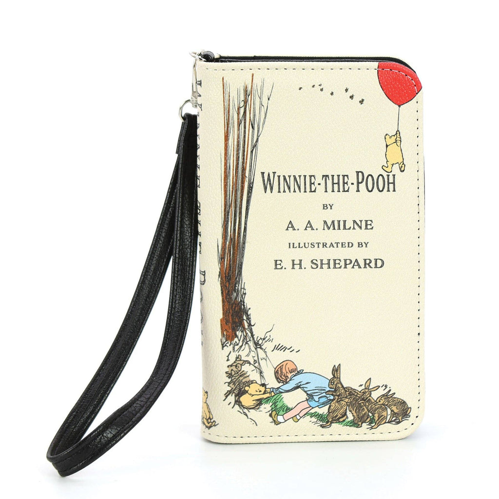 Wristlet with 'Winnie-the-Pooh' book cover design on a white background