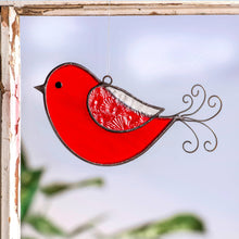 Load image into Gallery viewer, J Devlin Stained Glass Bird Ornament Red &amp; Blue | Orn 310

: Red
