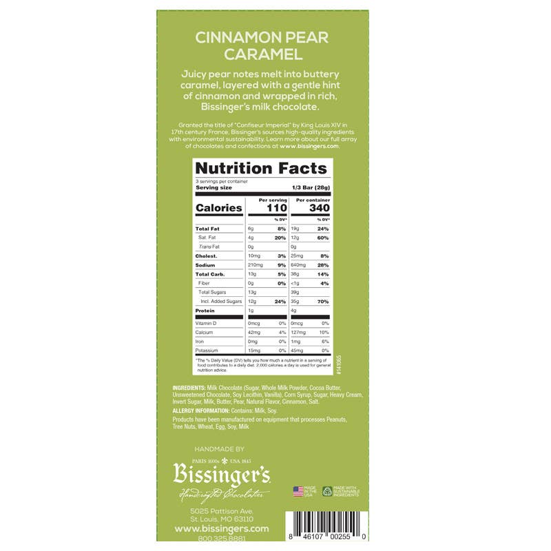 Bissinger's Milk Cinnamon Pear Caramel Bar - 3 OZ