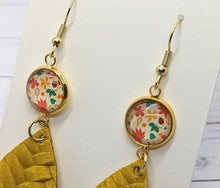 Load image into Gallery viewer, Glass and Leather Earrings - Fall Leaves - Handmade in North Carolina
