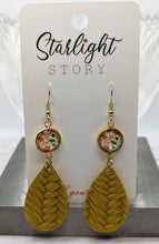 Load image into Gallery viewer, Glass and Leather Earrings - Fall Leaves - Handmade in North Carolina
