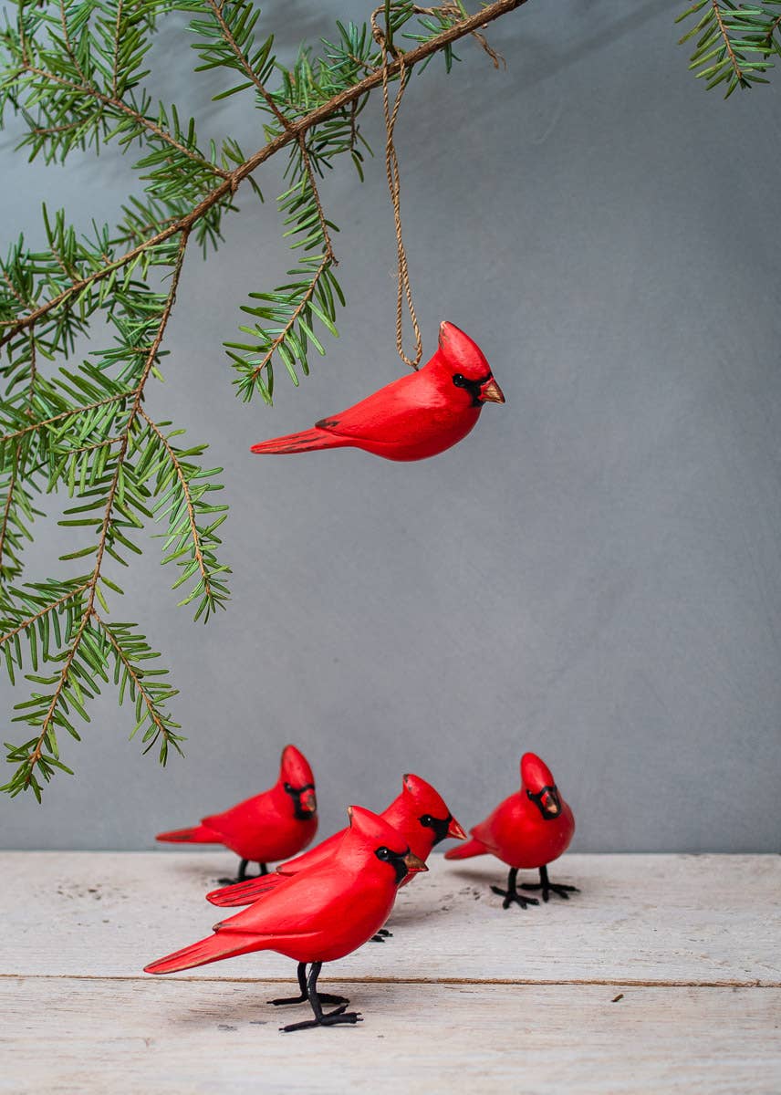 Cardinal - Female - 7"H - Hand Carved Ornament