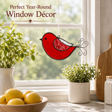 Load image into Gallery viewer, J Devlin Stained Glass Bird Ornament Red &amp; Blue | Orn 310

: Red
