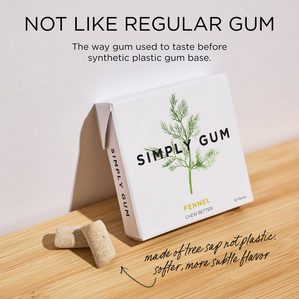 Fennel Chewing Gum - Natural + Plastic-Free | 12 Pack