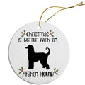 Afghan Hound Round Ceramic Christmas Ornament